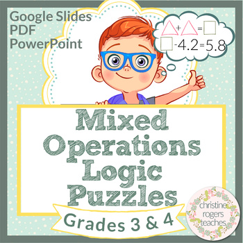 Preview of Math Logic Puzzles Enrichment 3rd Grade and 4th Grade 80 Puzzles
