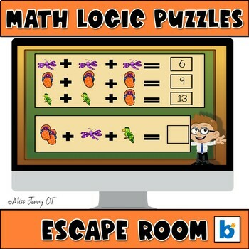Preview of Math Logic Puzzles Escape Room OT BOOM Cards