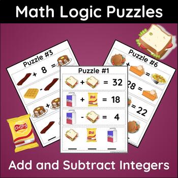 Preview of Math Logic Puzzles, Integer, Negative Number Problems for Gifted and Talented