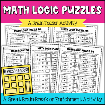 Preview of Math Logic Puzzles, Math Brain Teasers for Morning Work, Back to School Activity