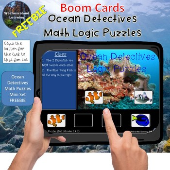 Preview of Math Logic Puzzles Ocean Detectives Boom Cards MINI SET FREEBIE