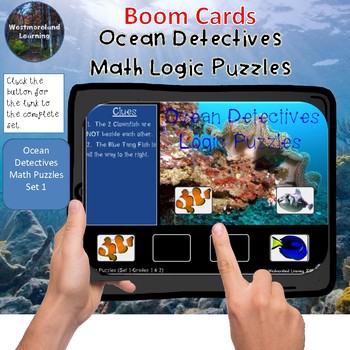 Preview of Math Logic Puzzles Ocean Detectives Set 1 Interactive Boom Cards