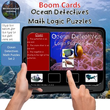 Preview of Math Logic Puzzles Ocean Detectives Set 2 Interactive Boom Cards