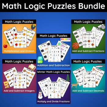 Preview of Math Logic Puzzles, Problems for Gifted and Talented and Early Finishers Bundle