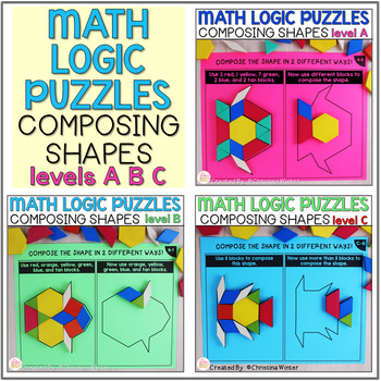 Preview of Math Logic Puzzles - Composite Shapes - BUNDLE