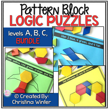 Preview of Math Logic Puzzles Shapes - Early Finisher Activities - levels A,B,C BUNDLE