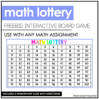 Preview of Math Lottery Interactive Board Game | Freebie