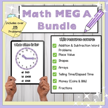 Preview of Grades 2-3 Math MEGA BUNDLE (7 Units: 375+ problems)