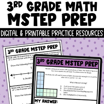 Preview of 3rd Grade Math MSTEP Packet & Google Slides - Digital and Printable Worksheets