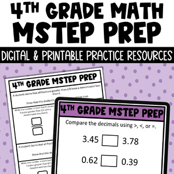 Preview of 4th Grade Math MSTEP Packet & Google Slides - Digital and Printable Worksheets