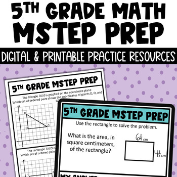 Preview of 5th Grade Math MSTEP Packet & Google Slides - Digital and Printable Worksheets