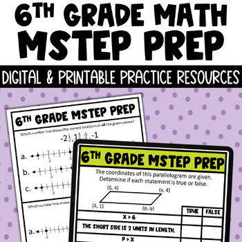 Preview of 6th Grade Math MSTEP Packet & Google Slides - Digital and Printable Worksheets