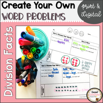 Preview of Division Word Problems Third Grade Math Activities Print and Digital