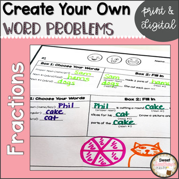 Preview of Fractions Activities Word Problems Math Activities Third Grade Print and Digital
