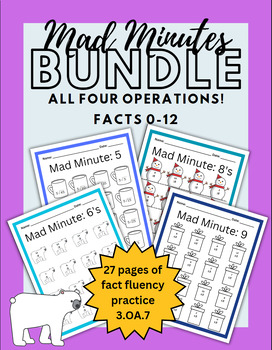 Preview of Math Mad Minute BUNDLE: Addition, Subtraction, Multiplication, & Division (0-12)