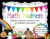 Math Madness Board Games: addition, subtraction, and one-t