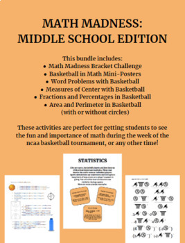 Preview of Math Madness Middle School Math in Basketball