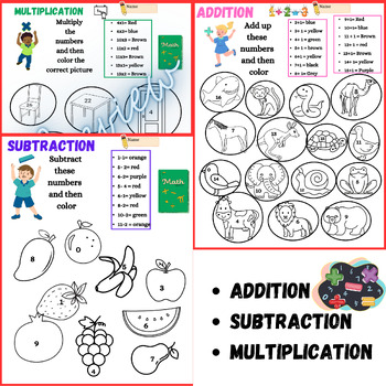 Preview of Math Mania Worksheet - A Triple-Threat of Learning and Coloring Fun