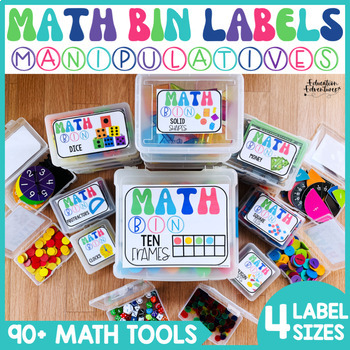Preview of Math Manipulative Bin Labels EDITABLE Center Math Bins  with Real Photos 