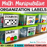 Math Manipulative Bin Labels - Editable Template and Multi