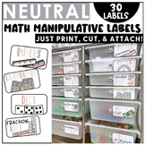 Math Manipulative Bin Labels - Neutral Classroom Decor
