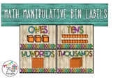 Math Manipulative Bin Labels (Wood and Neon)