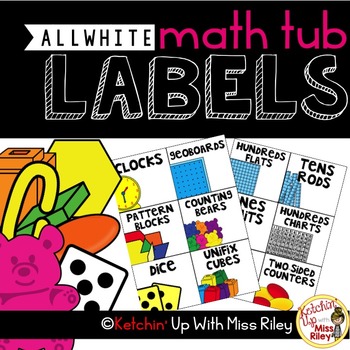 Preview of Math Tub/ Manipulative Labels- ALL White Background