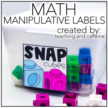 Preview of Math Manipulative Bin Labels - Classroom Organization Labels with Pictures