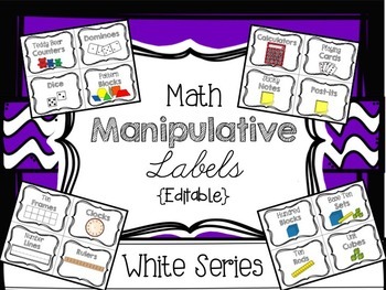 Preview of Math Manipulative Labels {White Series}