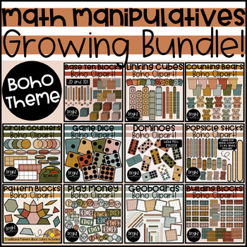 Preview of Math Manipulatives Clipart Bundle in a Boho Theme