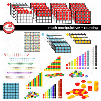 Preview of Math Manipulatives - Counting Clipart by Poppydreamz (COLOR AND LINE ART)