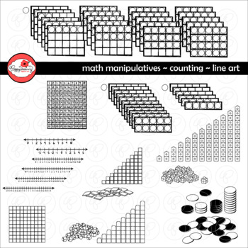 Preview of Math Manipulatives - Counting Clipart by Poppydreamz (LINE ART ONLY)