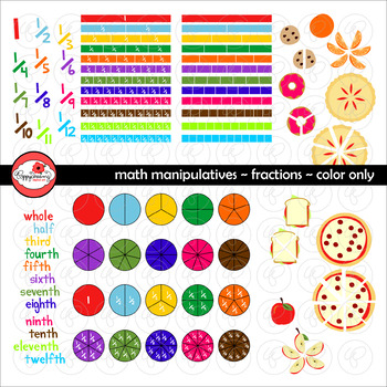Preview of Math Manipulatives - Fractions Clipart by Poppydreamz (COLOR ONLY)