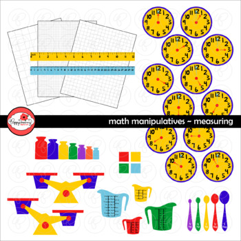 Preview of Math Manipulatives - Measuring &  Data Clipart by Poppydreamz (COLOR & LINE ART)