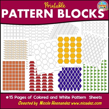 Preview of Math Manipulatives - Printable Pattern Block Sheets