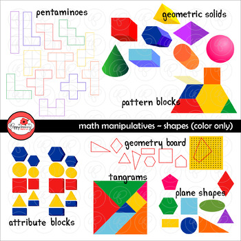 Preview of Math Manipulatives - Shapes Clipart by Poppydreamz (COLOR ONLY)