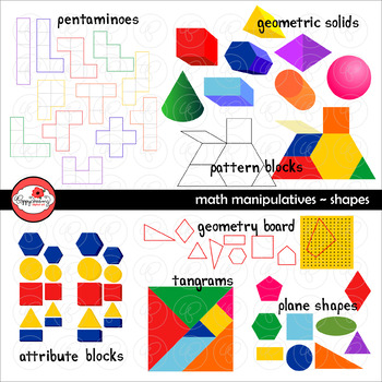 Preview of Math Manipulatives - Shapes Clipart by Poppydreamz (COLOR & LINE ART)