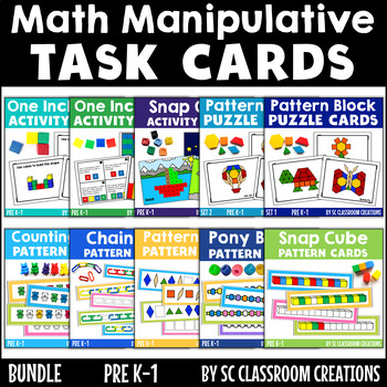 Preview of Math Manipulatives Task Cards Mega Bundle