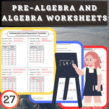 Preview of Math Mastery: Pre-Algebra and Algebra Adventure Worksheets