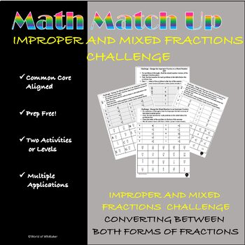 Preview of Math Match-Up:  Improper and Mixed Number Conversions