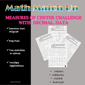 Preview of Math Match-Up:  Measures of Center with Decimals