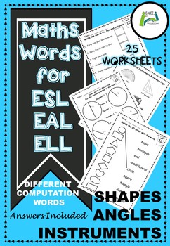 Preview of Math / Maths words for ESL / EAL / ELL