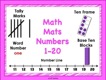Preview of Math Mats 1-20 with IEP Goals and Objectives - Easel Assessment Included