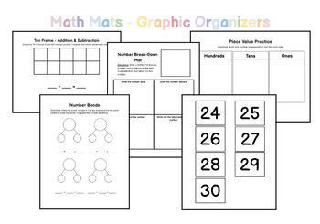 Preview of Differentiated Graphic Organizers for Ten Frame, Number Bond, Place Value, etc