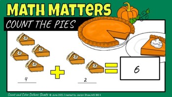 Preview of Math Matters (SIMPLE ADDITION) Worksheets - Count the Pies