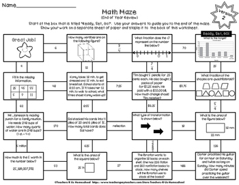 Math Maze - 5th Grade Summer / End of Year Review by Teachers R Us