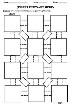 Math Maze Blank Template by Love4Algebra TPT