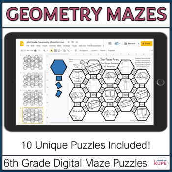 Preview of Math Maze Puzzle Activity 6th Grade Math Station - Geometry, Area, Volume