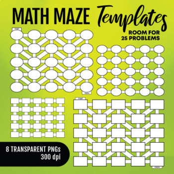 Preview of Math Maze Templates Clip Art with Room for 25 Problems