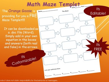 Preview of Math Maze Templet